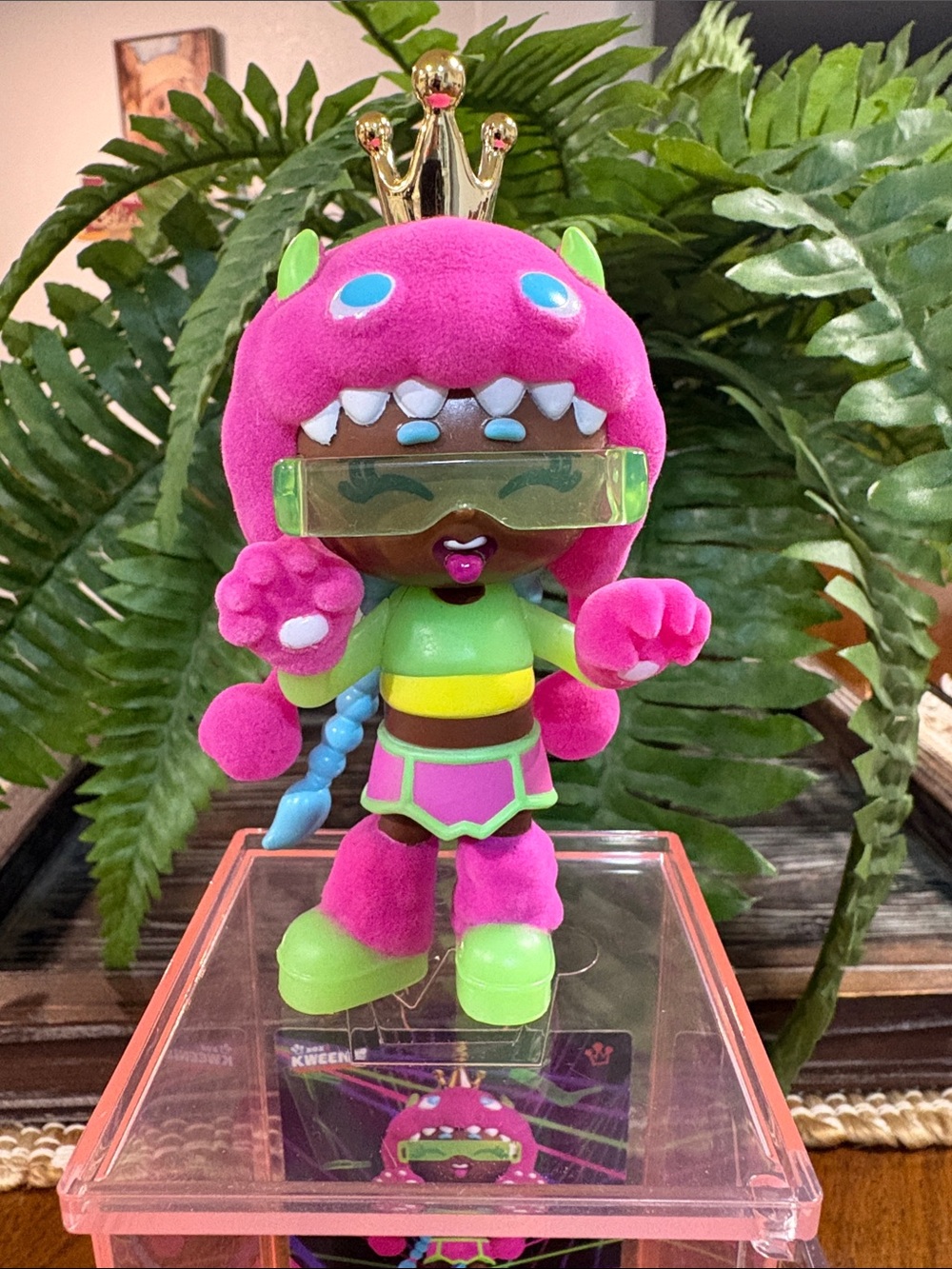 Plush Monster Fashion Doll in Bright Pink and Lime Green